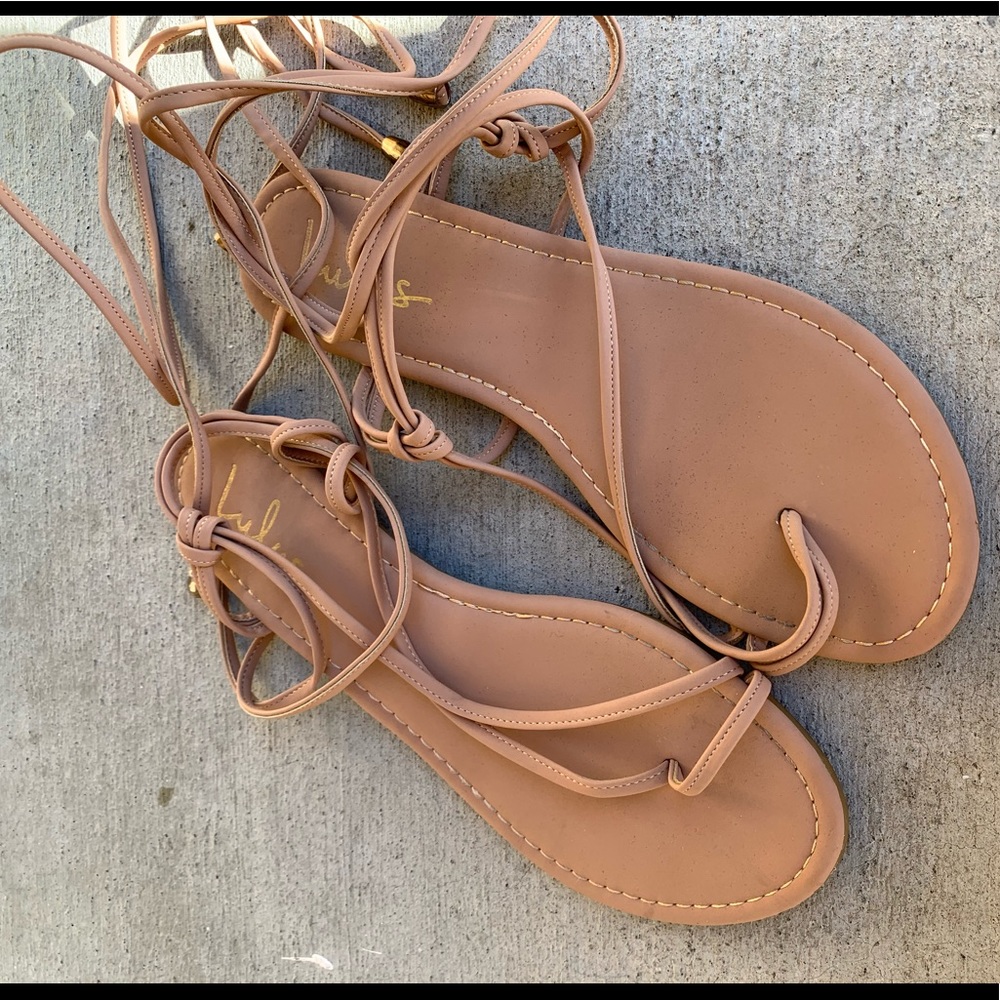Lulus nude lace-up sandals